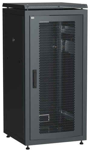ITK Шкаф сетевой напольный 19" LINEA N 28U 600х800мм перфорированная передняя дверь черный | код LN05-28U68-P | IEK
